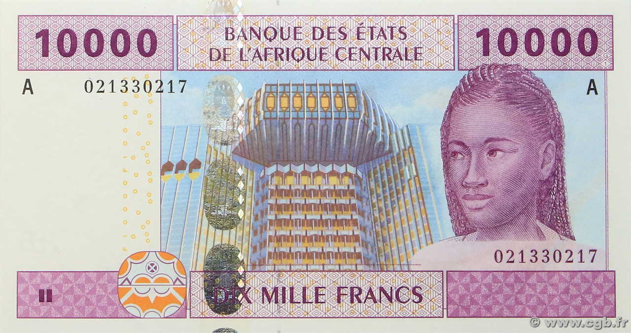 10000 Francs STATI DI L  AFRICA CENTRALE  2002 P.410A q.FDC