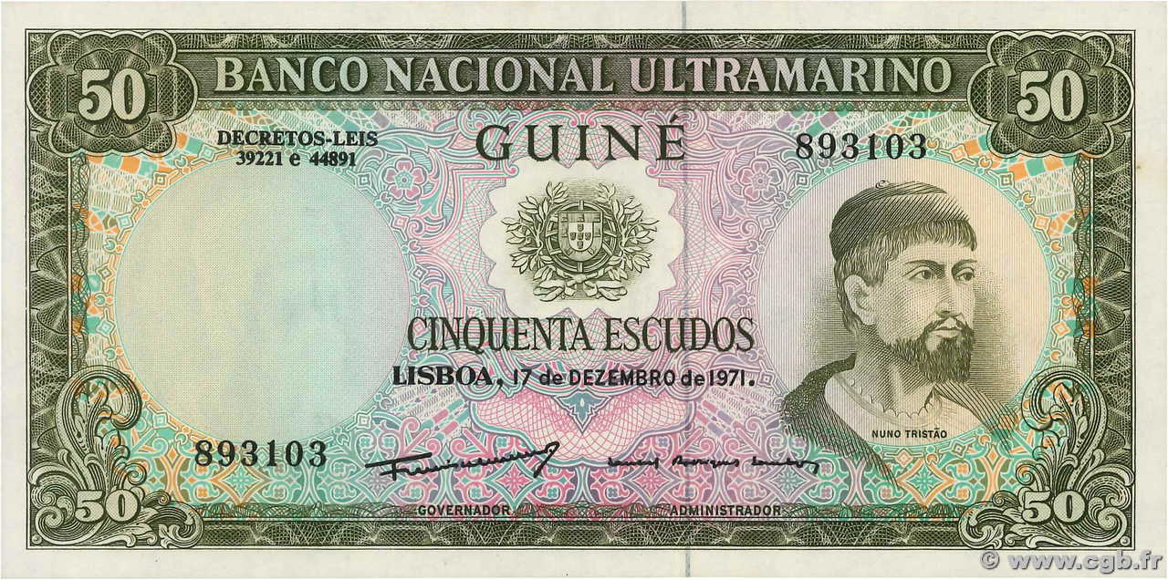 50 Escudos PORTUGUESE GUINEA  1971 P.044a ST
