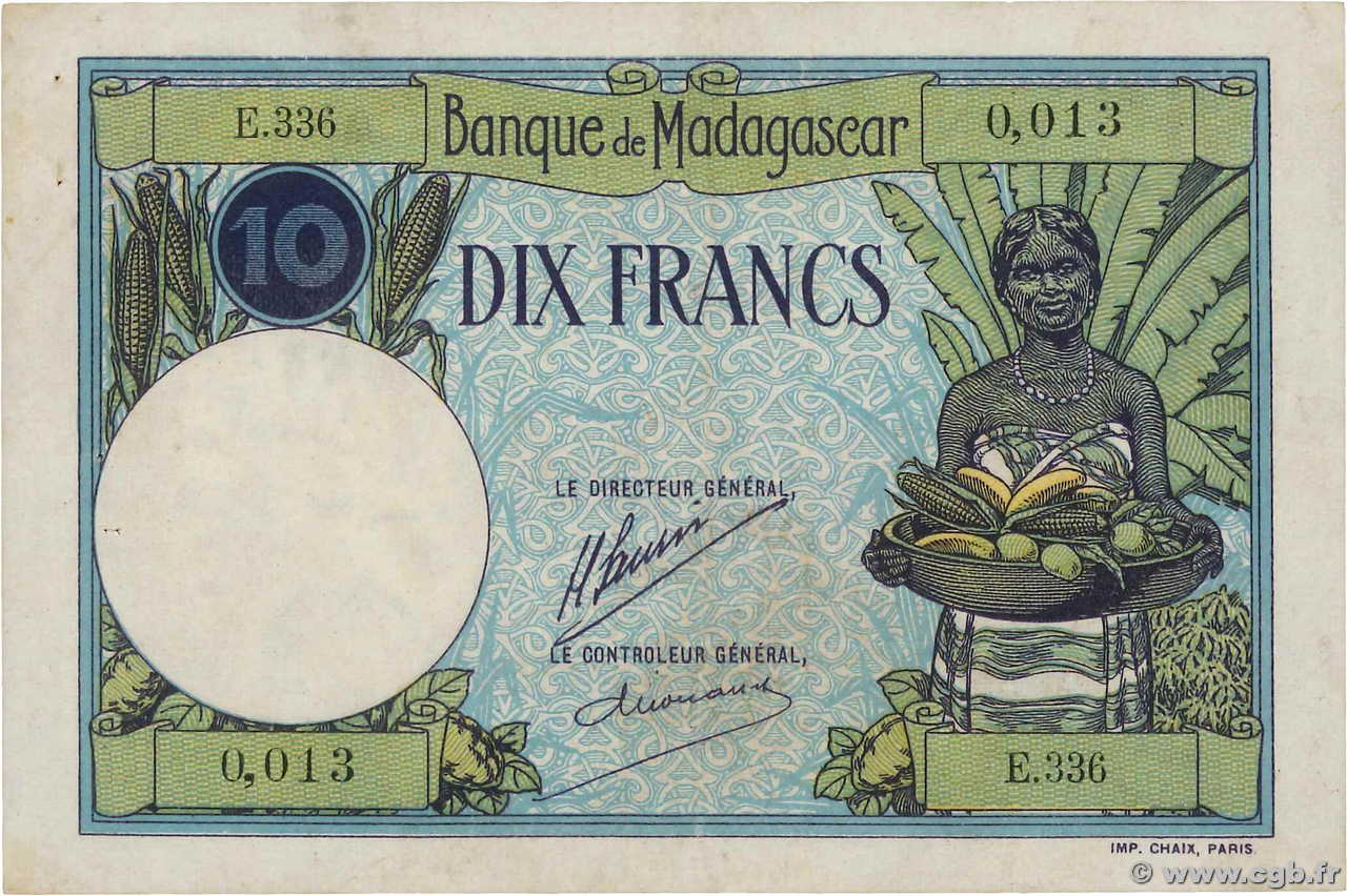 10 Francs MADAGASCAR  1926 P.036 TTB+