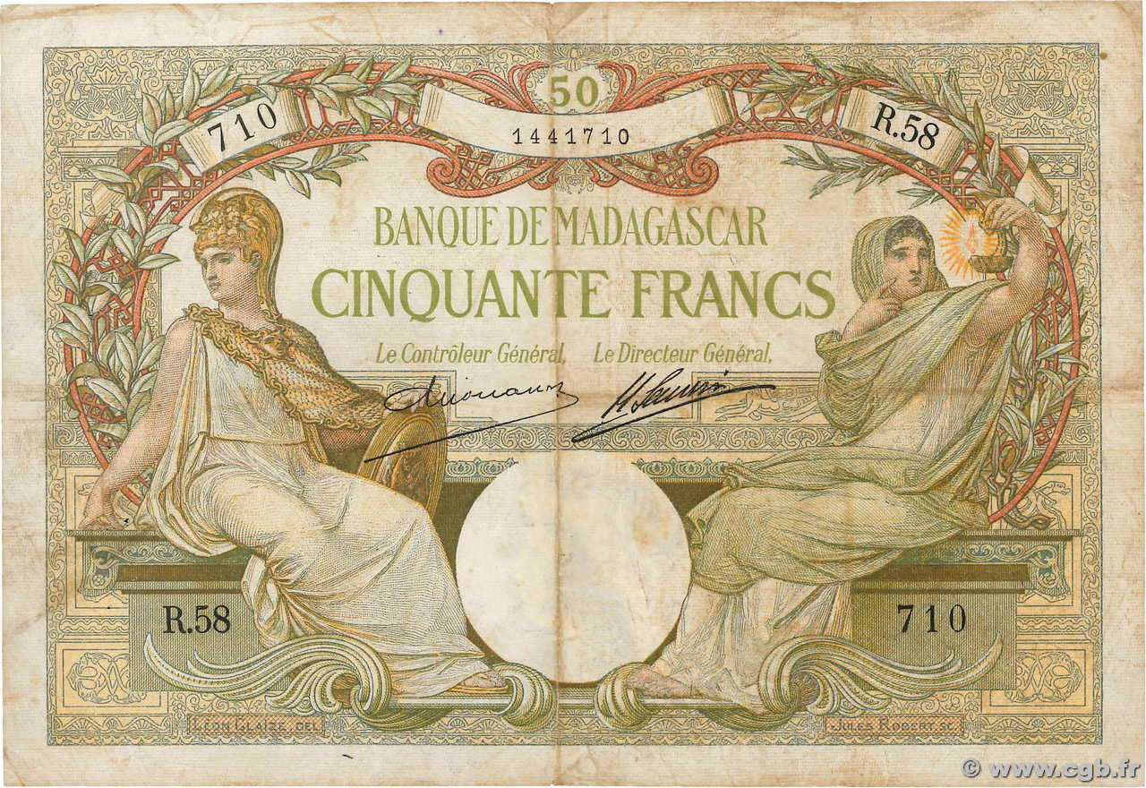 50 Francs MADAGASCAR  1926 P.038 TB