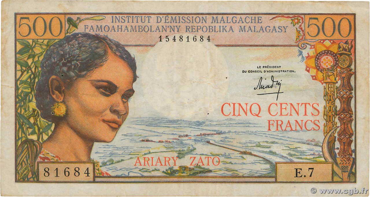 500 Francs - 100 Ariary MADAGASKAR  1966 P.058a SS
