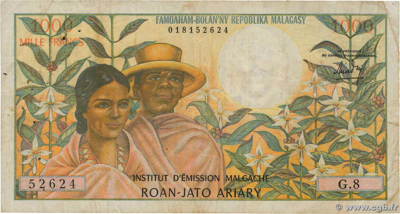 1000 Francs - 200 Ariary MADAGASCAR  1966 P.059a F