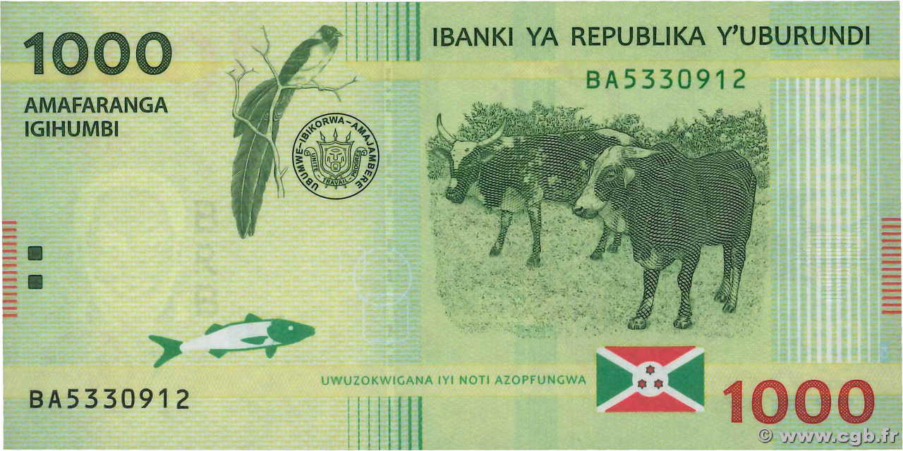 1000 Francs BURUNDI  2015 P.51 ST