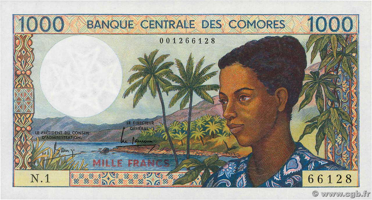 1000 Francs COMORE  1984 P.11a AU+
