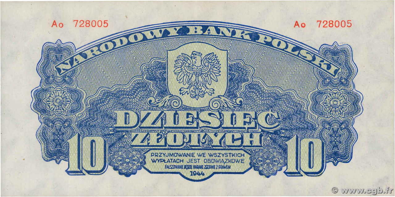 10 Zlotych POLONIA  1944 P.111a EBC
