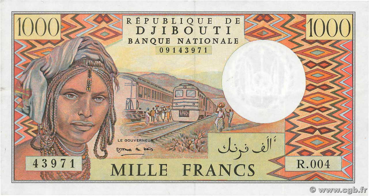 1000 Francs DSCHIBUTI   1991 P.37e fVZ