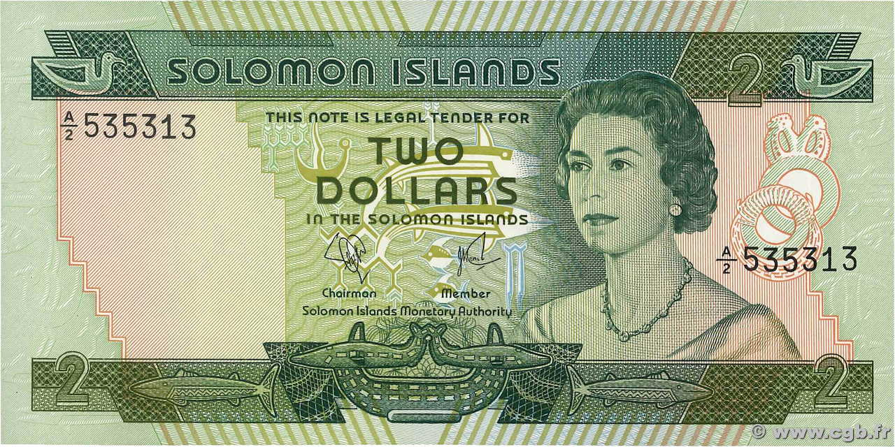 2 Dollars SOLOMON ISLANDS  1977 P.05a XF