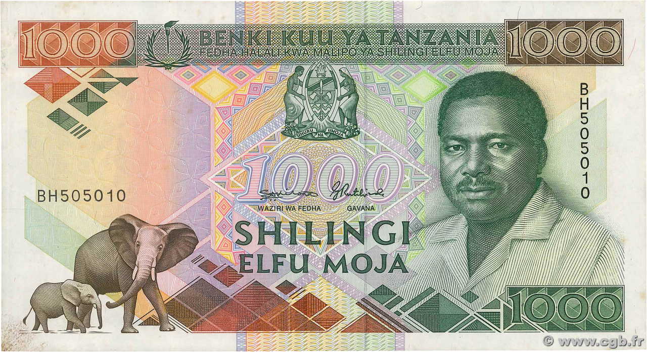 1000 Shilingi TANZANIA  1990 P.22 q.SPL