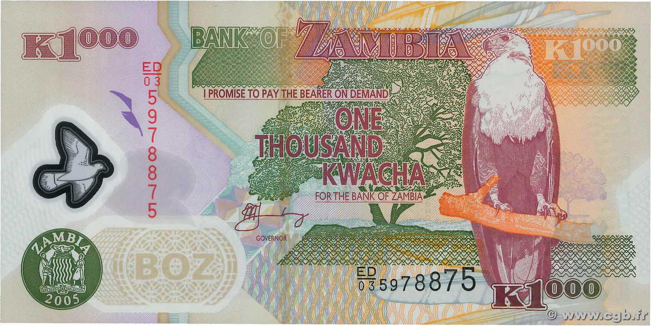 1000 Kwacha SAMBIA  2005 P.44d ST