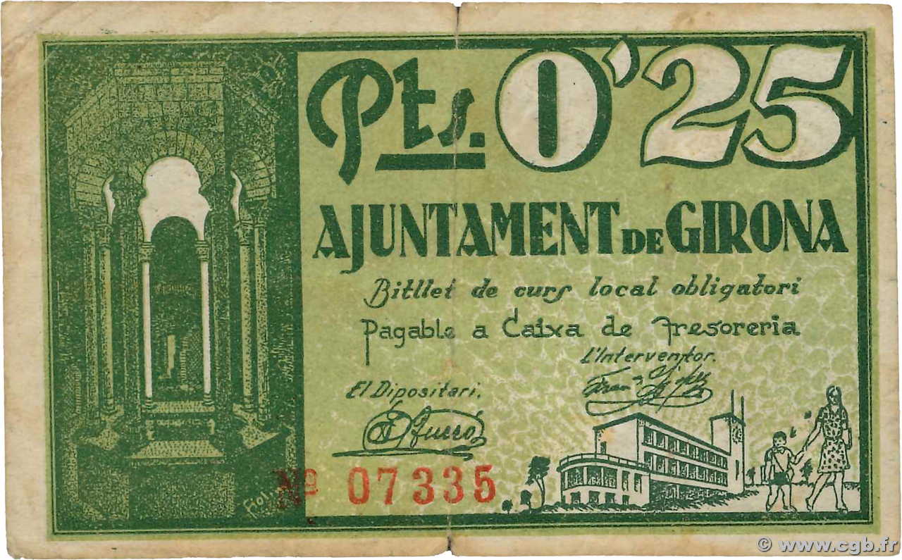 0,25 Pesseta ESPAGNE Girona 1937 C.265a TB