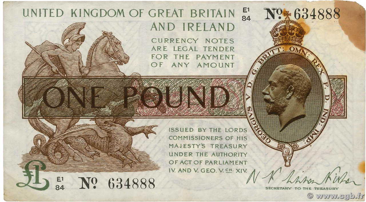 1 Pound INGHILTERRA  1922 P.359a BB