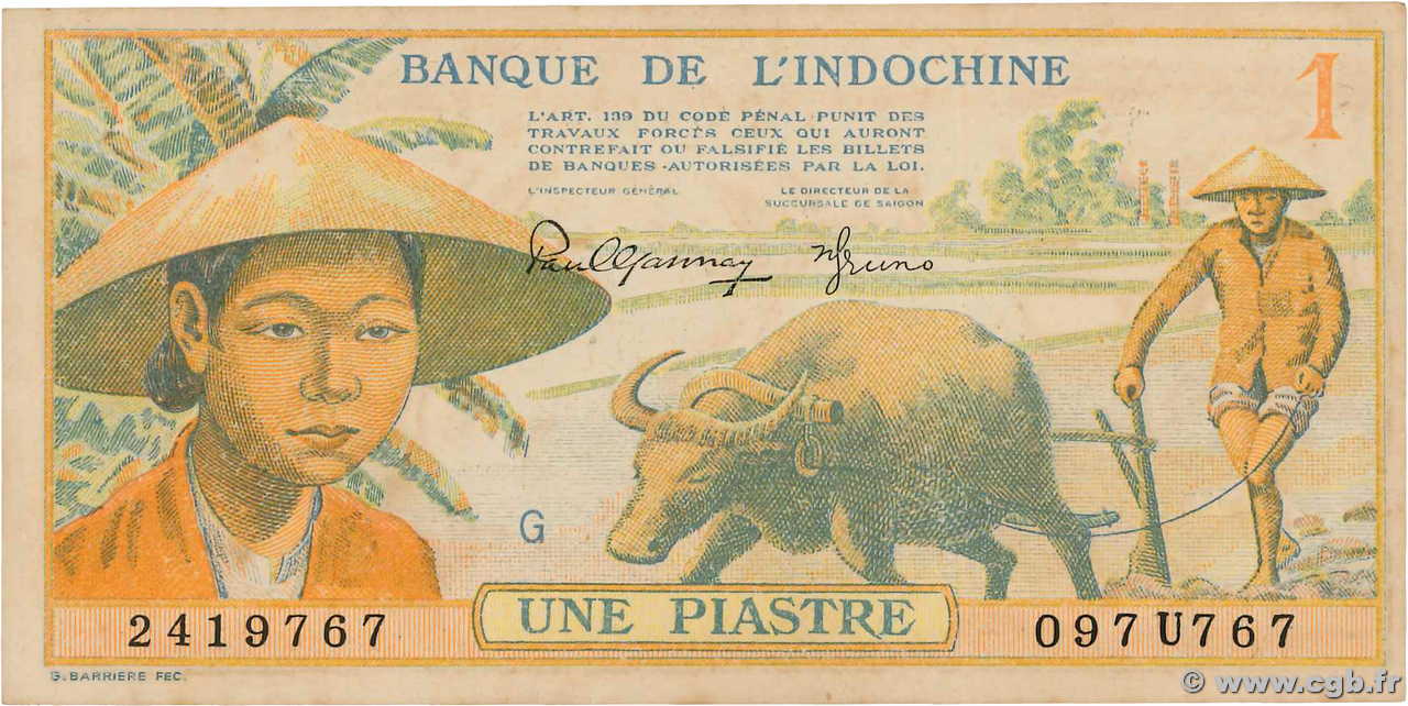 1 Piastre INDOCINA FRANCESE  1942 P.074 AU+