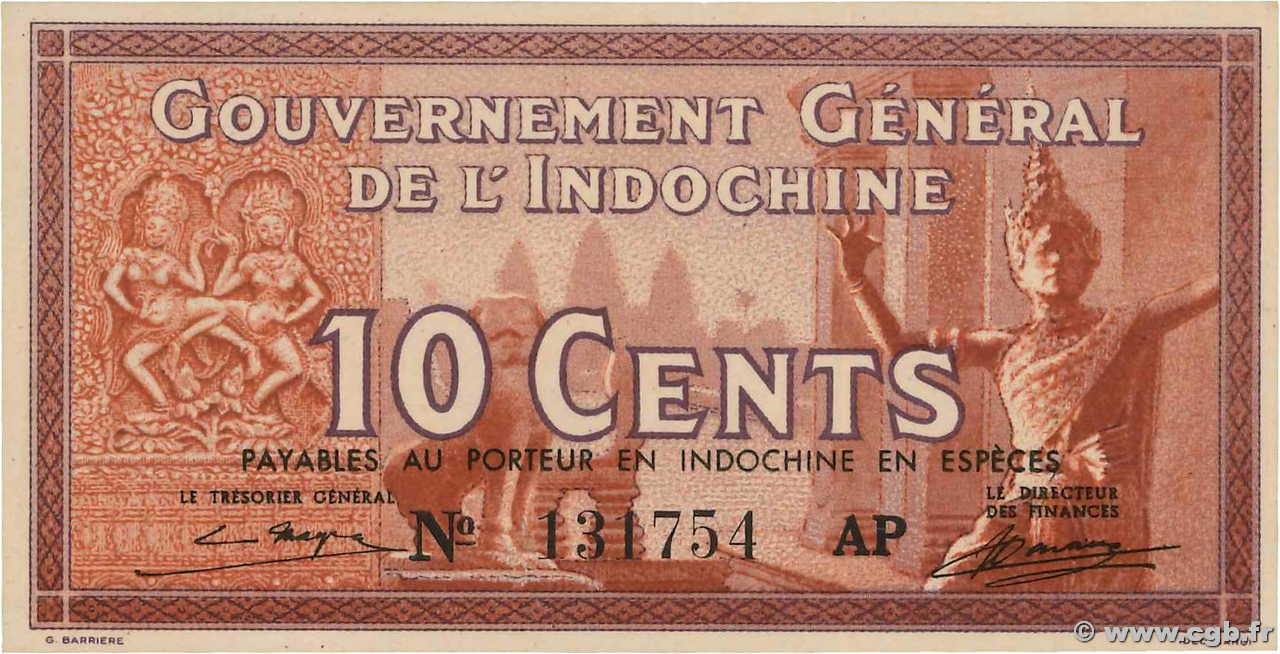 10 Cents FRANZÖSISCHE-INDOCHINA  1939 P.085c fST+