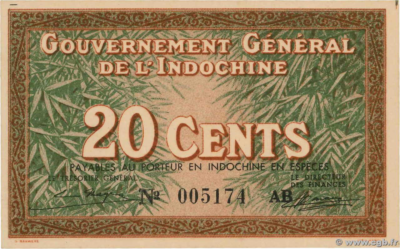 20 Cents FRANZÖSISCHE-INDOCHINA  1939 P.086c ST
