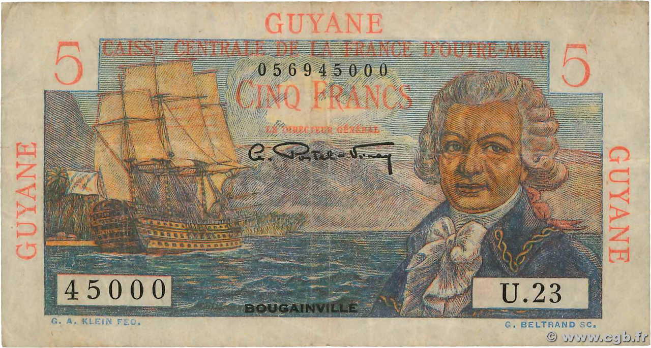 5 Francs Bougainville FRENCH GUIANA  1946 P.19a BC