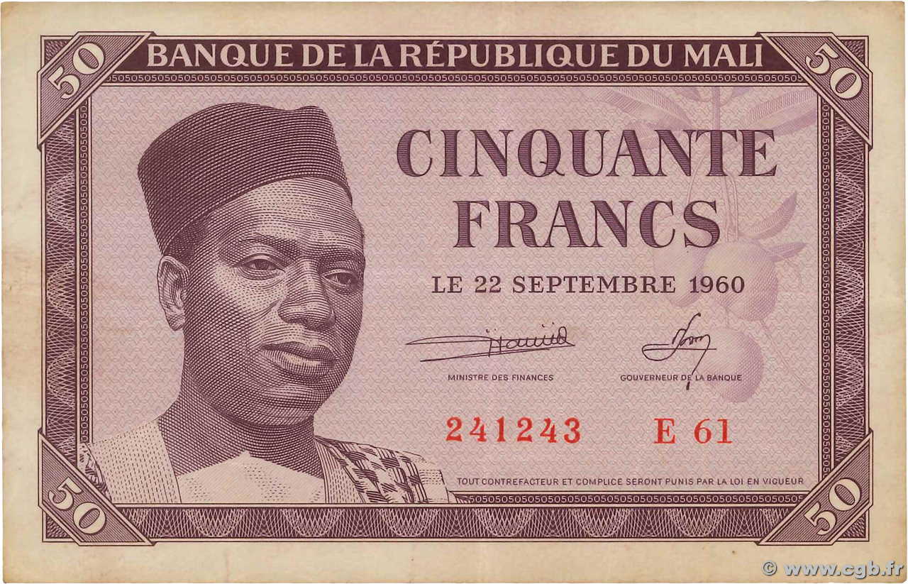 50 Francs MALI  1960 P.01 TTB