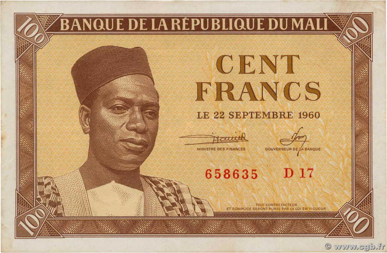 100 Francs MALI  1960 P.02 q.SPL
