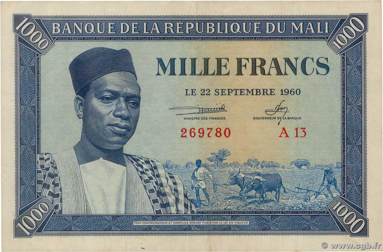 1000 Francs MALí  1960 P.04 MBC+