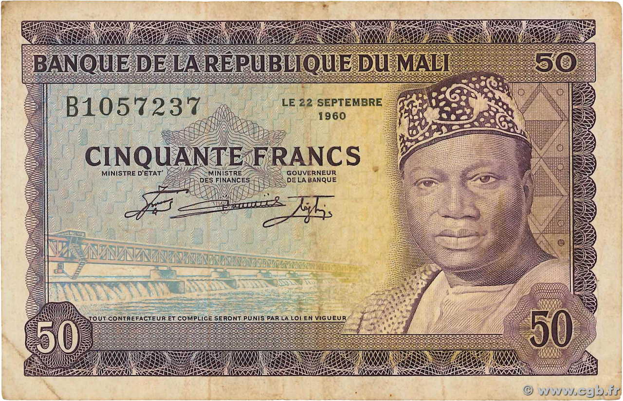 50 Francs MALI  1960 P.06 MB