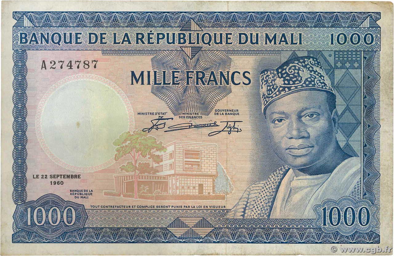 1000 Francs MALI  1960 P.09 TTB