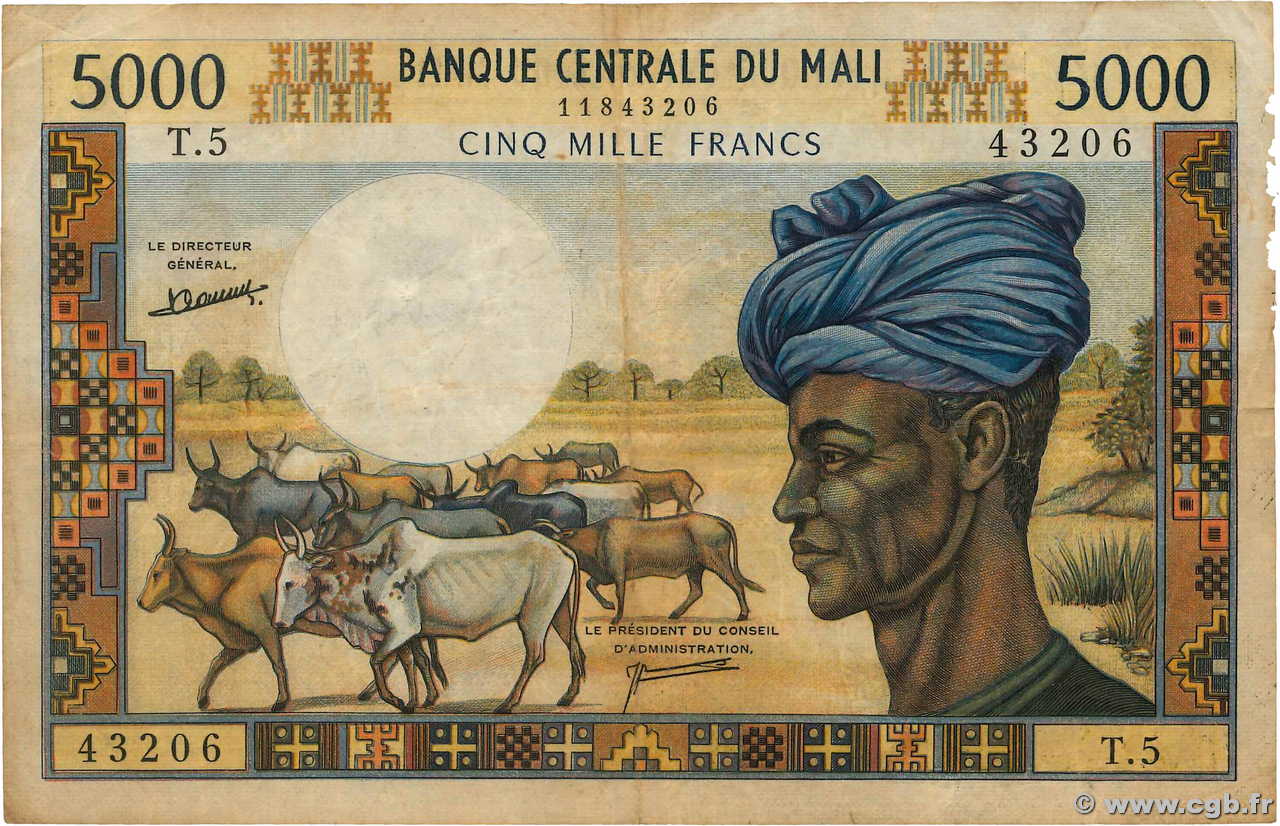 5000 Francs MALI  1972 P.14d MB