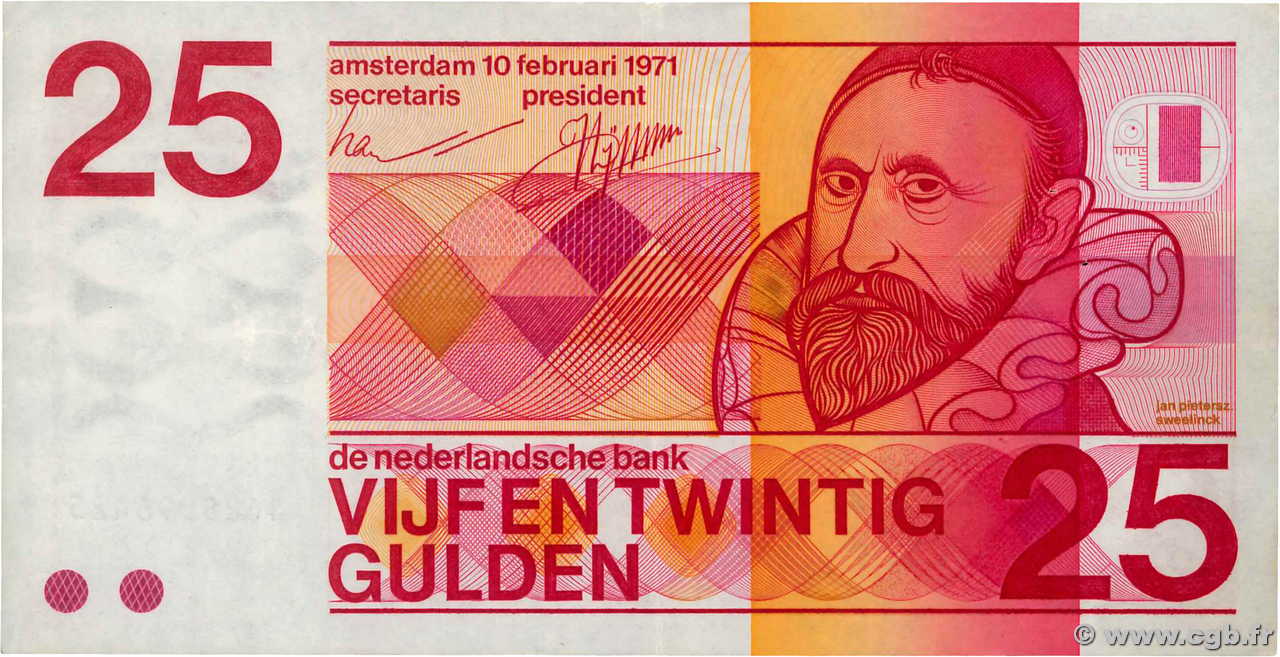 25 Gulden PAYS-BAS  1971 P.092a pr.SUP