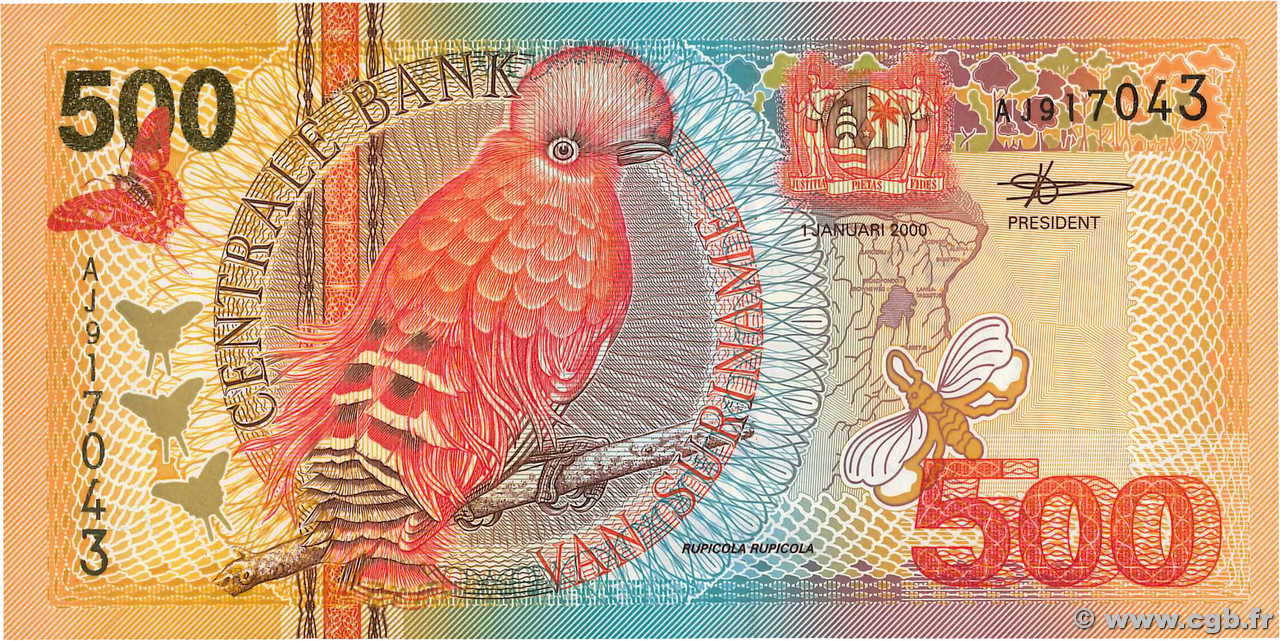 500 Gulden SURINAM 2000 P.150 b01_1761 Banknotes