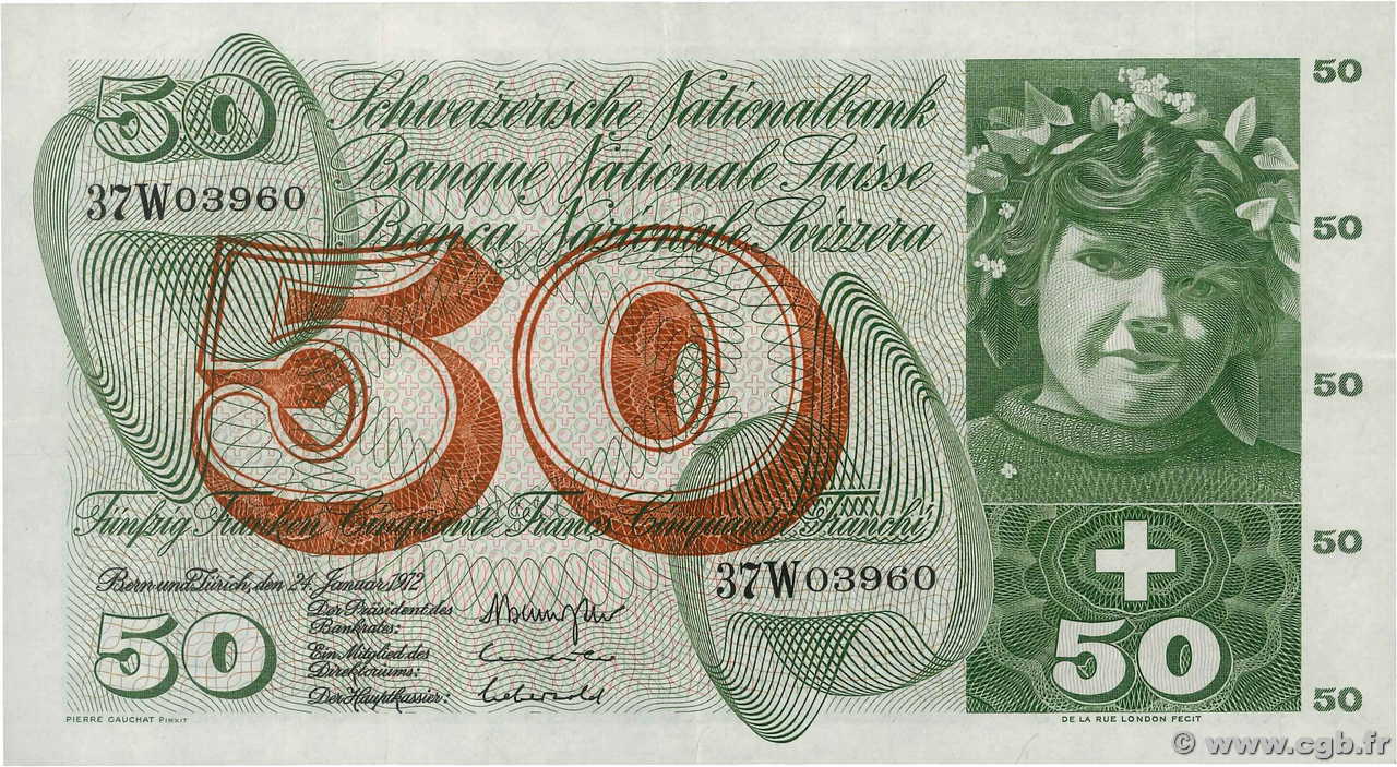 50 Francs SWITZERLAND  1972 P.48l XF