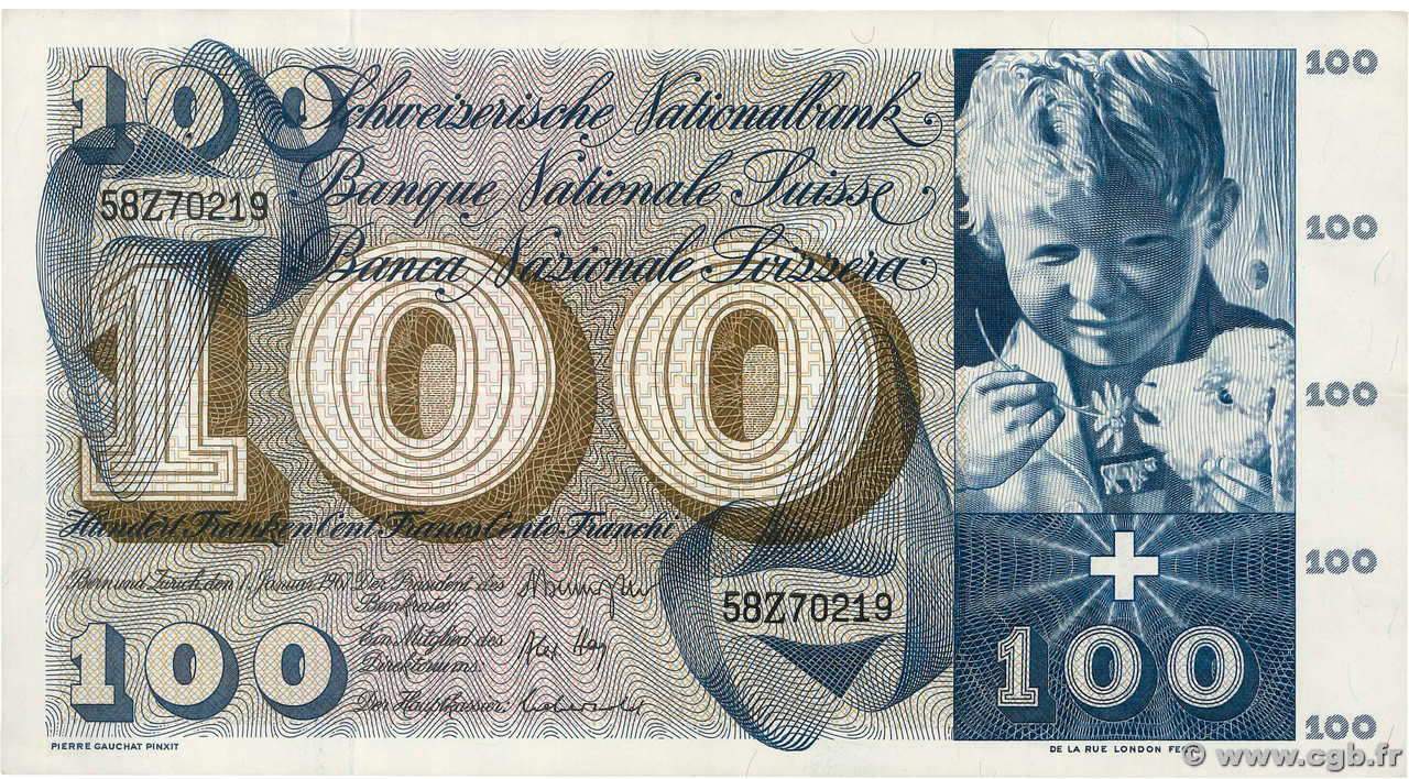 100 Francs SUISSE  1967 P.49i XF