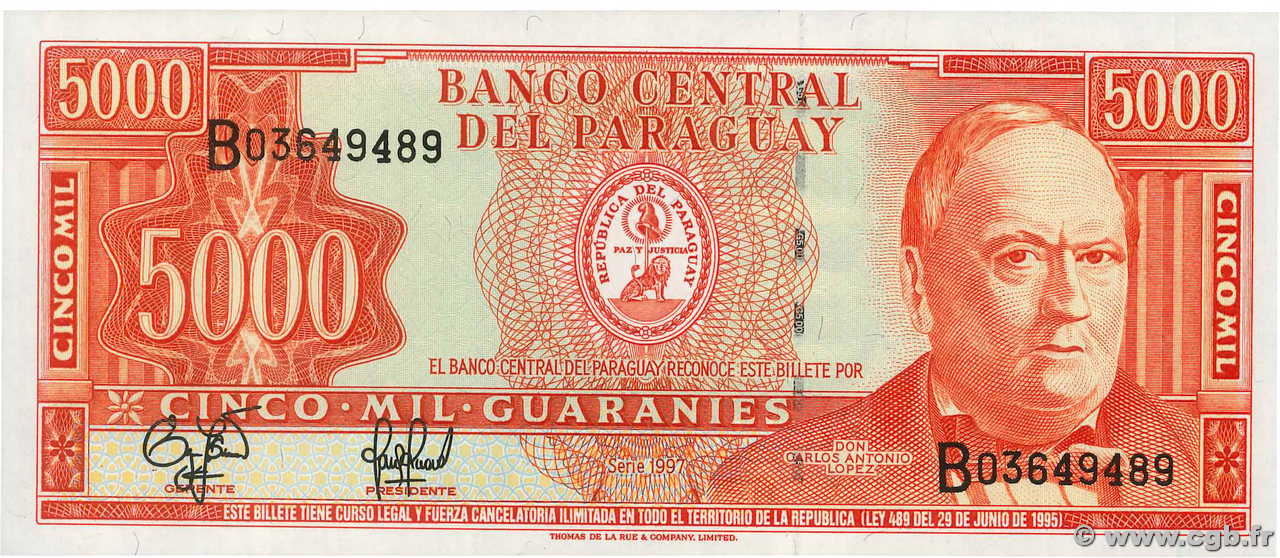 5000 Guaranies PARAGUAY  1997 P.215 ST