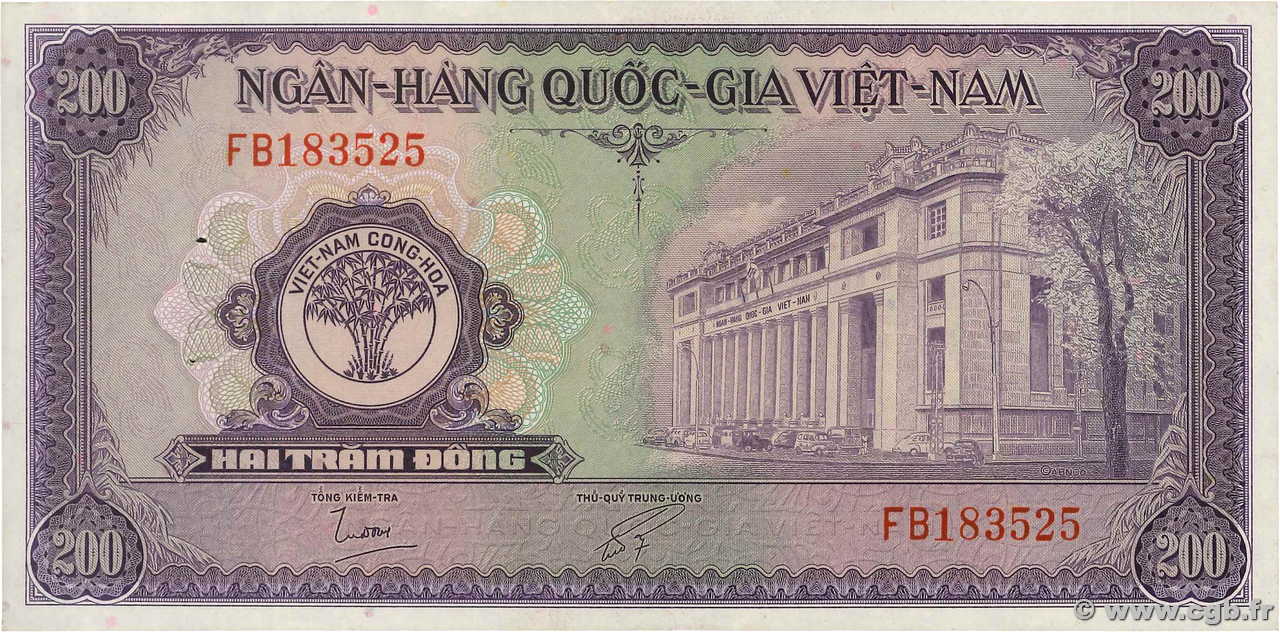 200 Dong SOUTH VIETNAM  1958 P.09a XF