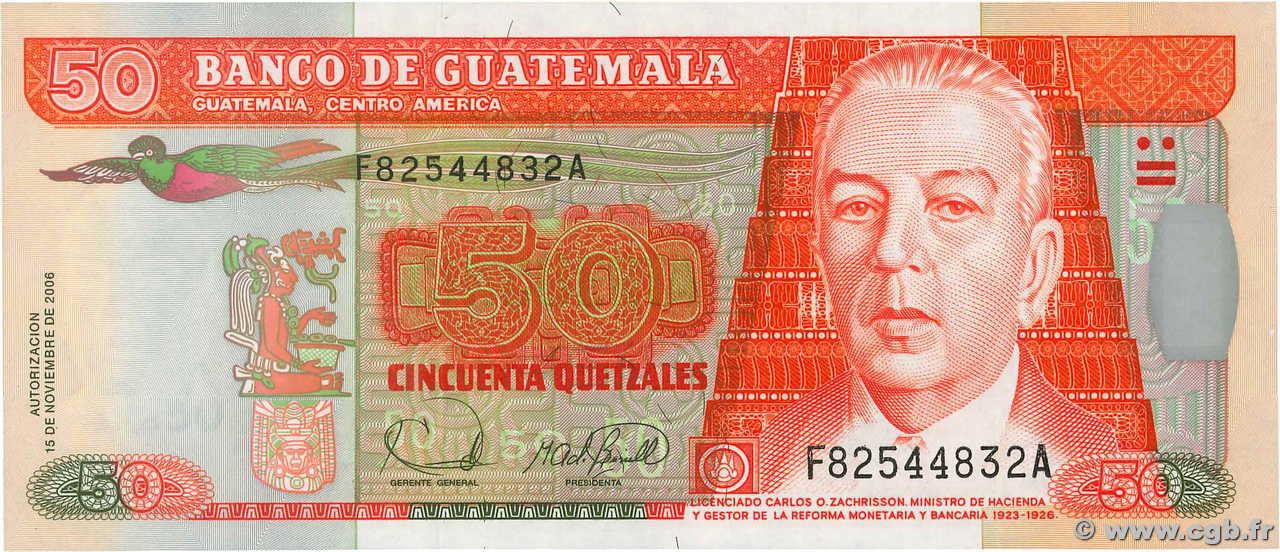 50 Quetzales GUATEMALA  2006 P.113a UNC