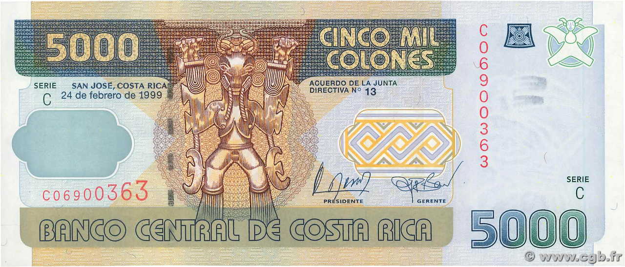 5000 Colones COSTA RICA  1999 P.268a FDC