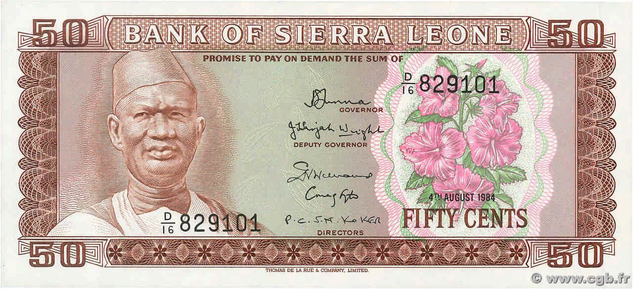 50 Cents SIERRA LEONE  1984 P.04e FDC