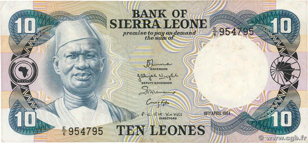 10 Leones SIERRA LEONE  1984 P.08b TTB