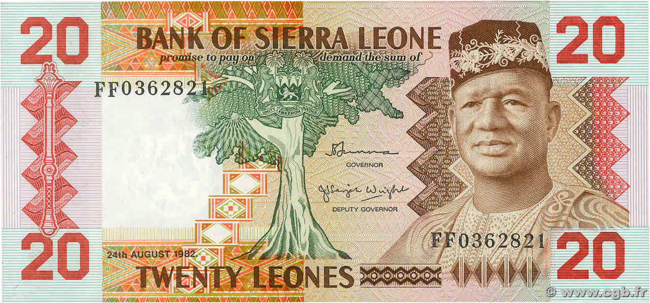 20 Leones SIERRA LEONE  1982 P.14a SPL