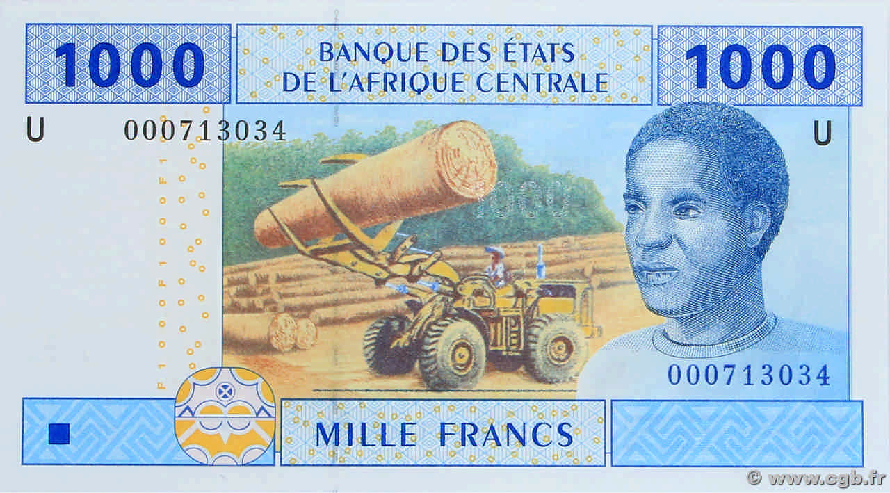 1000 Francs ZENTRALAFRIKANISCHE LÄNDER  2002 P.207Ua ST