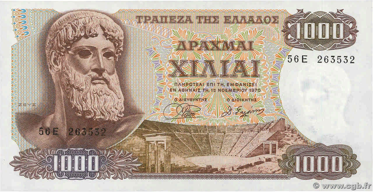 1000 Drachmes GRIECHENLAND  1970 P.198b ST