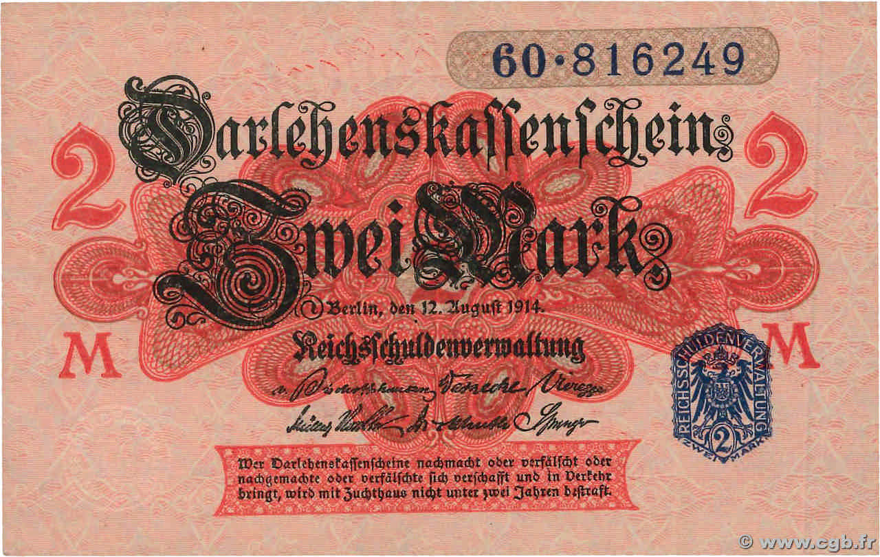 2 Mark ALLEMAGNE  1914 P.055 NEUF