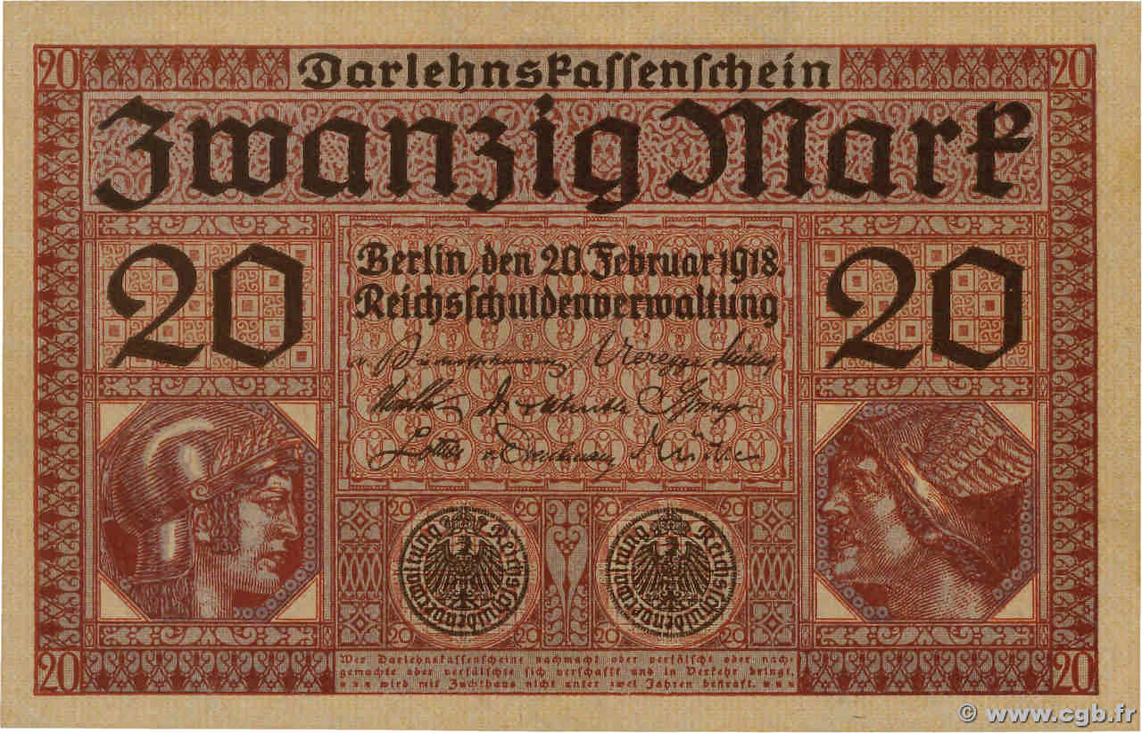 20 Mark ALLEMAGNE  1918 P.057 SPL