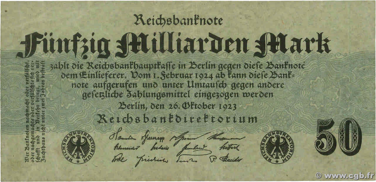 50 Milliards Mark ALLEMAGNE  1923 P.125b TTB