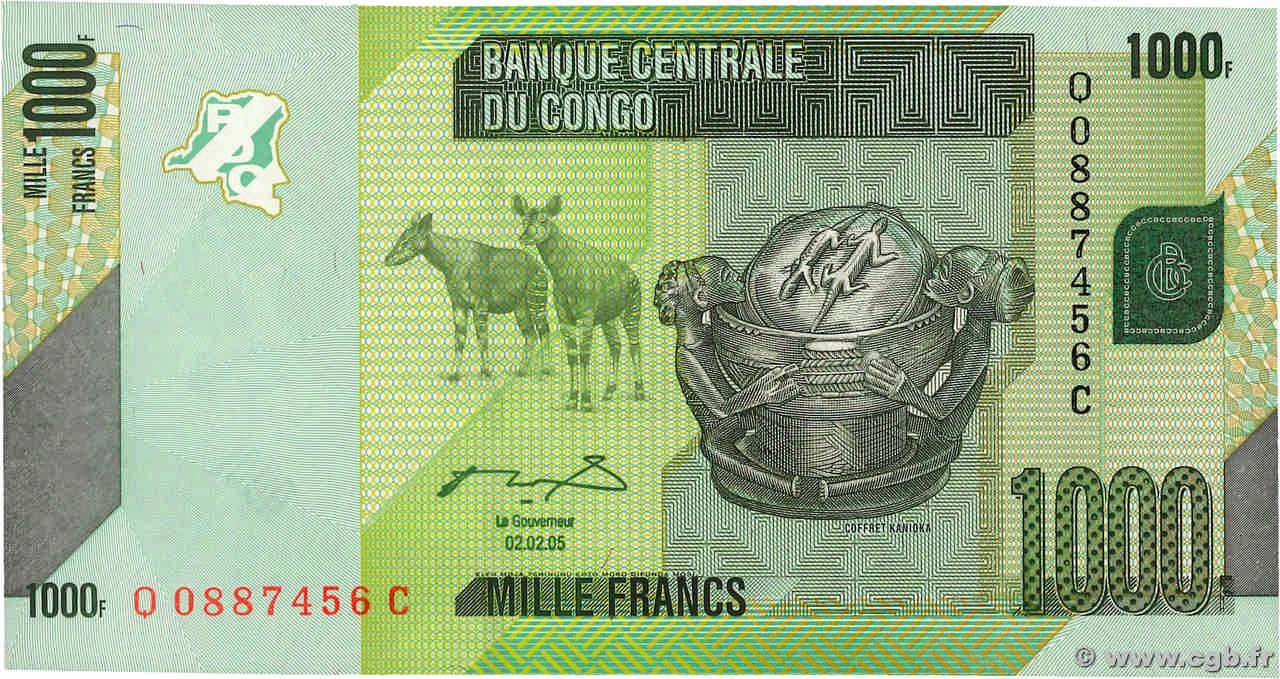 1000 Francs RÉPUBLIQUE DÉMOCRATIQUE DU CONGO  2005 P.101a NEUF