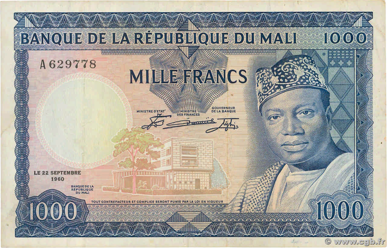 1000 Francs MALI  1960 P.09 TTB