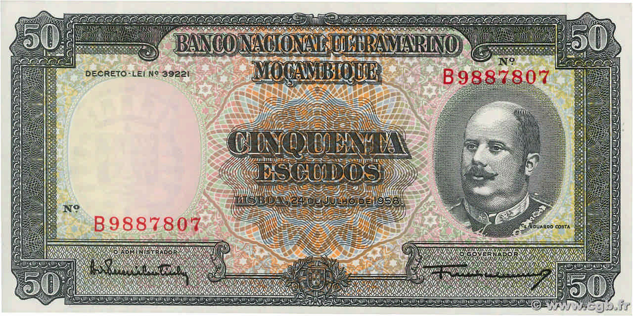 50 Escudos MOZAMBIQUE  1958 P.106a SPL+