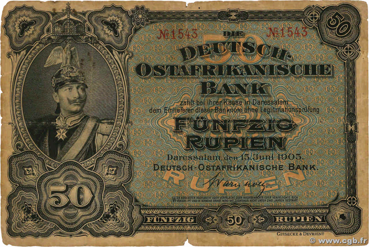 予約中！】 World Banknote Grading GERMAN EAST AFRICA 10 Rupien