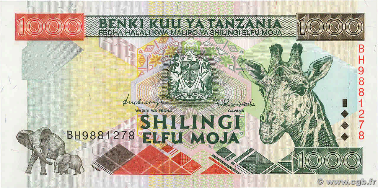 1000 Shilingi TANZANIE  1997 P.31 NEUF