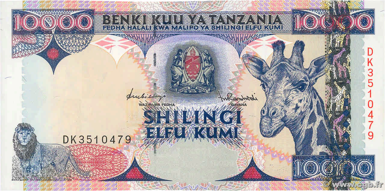 10000 Shillings TANZANIA  1997 P.33 UNC