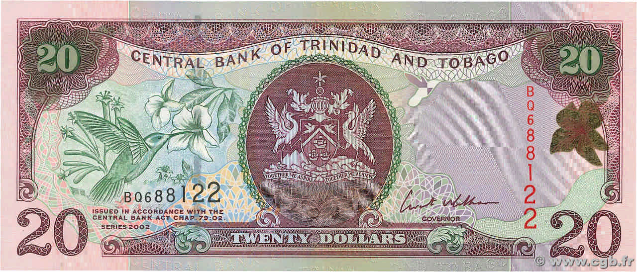 20 Dollars TRINIDAD and TOBAGO  2002 P.44b UNC