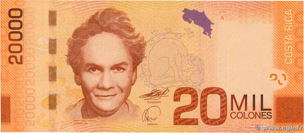 20000 Colones COSTA RICA  2009 P.278a UNC