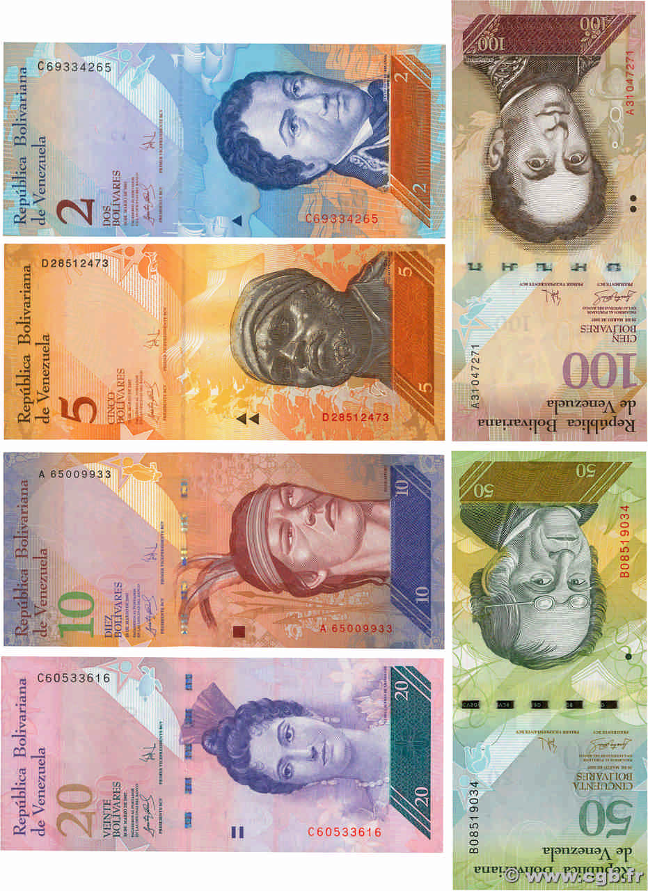  2, 5, 10, 20, 50, 100 Bolivares Lot VENEZUELA  2007 P.088a au P.093a NEUF